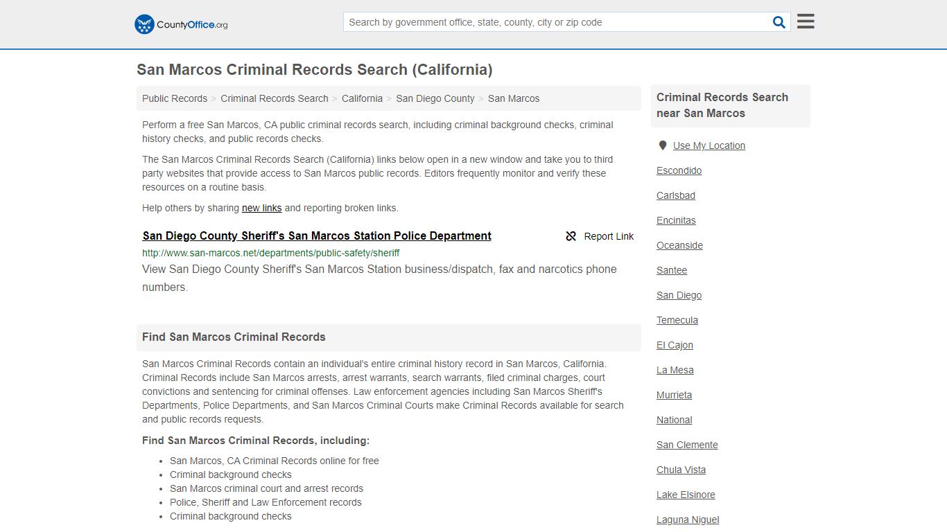 Criminal Records Search - San Marcos, CA (Arrests, Jails ...